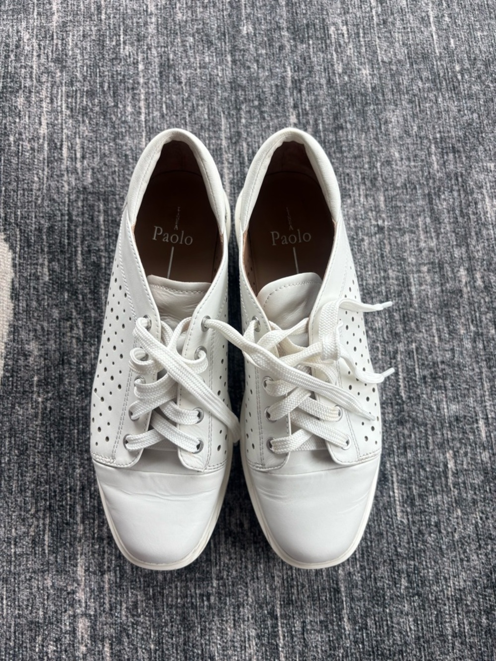 Nordstrom White Perforated Lace-Up Sneakers